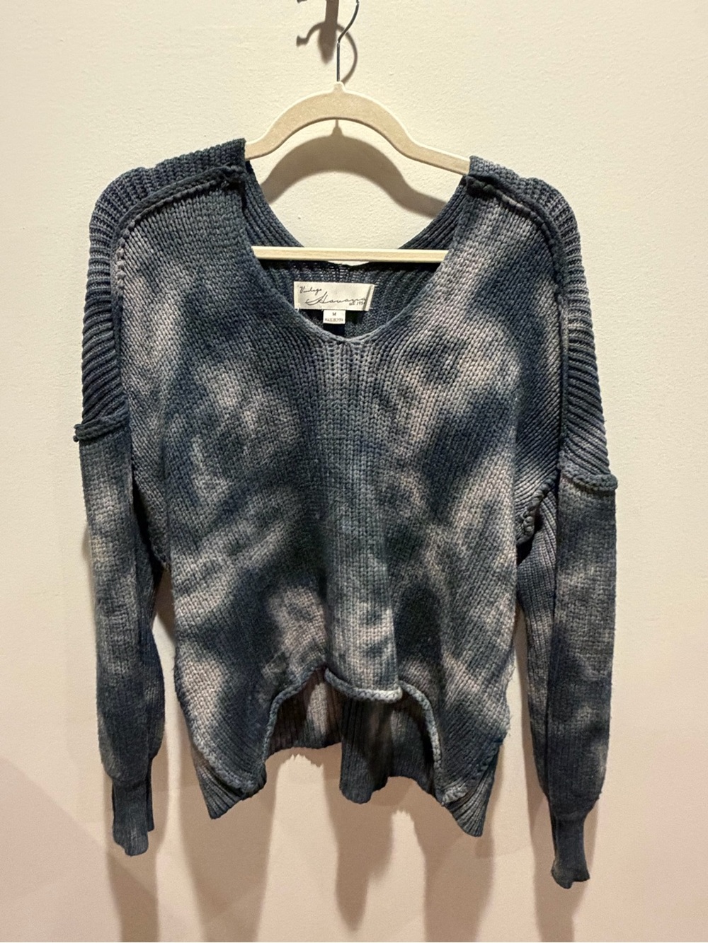 Vintage Havana Blue Tie Dye Oversized Knit Sweater Size Medium